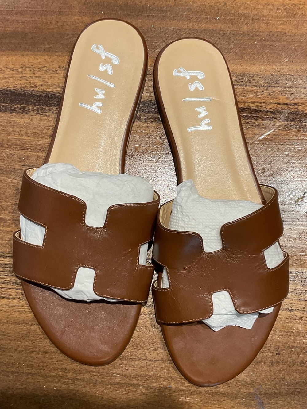 French Sole Alibi Sandal in Cognac Leather
